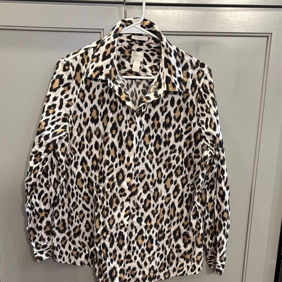 Chico's Tops - Chico's sz 2 leopard no iron Button-Up Blouse